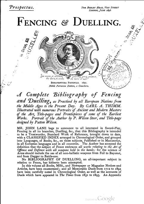 A Complete Bibliography of Fencing & Duelling
