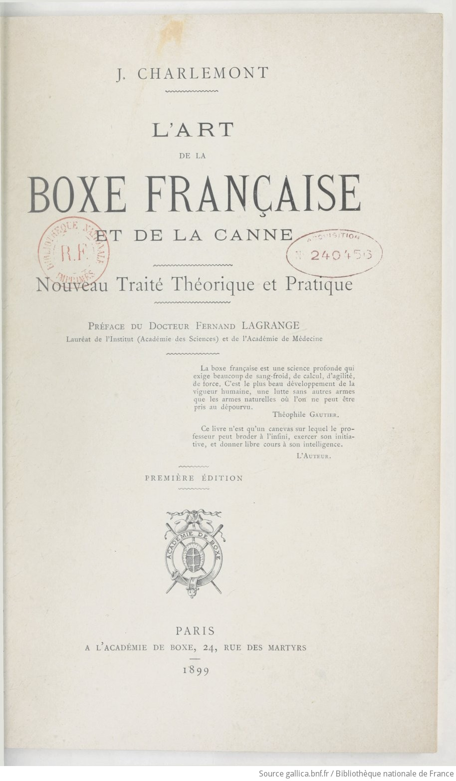 L'art de la boxe française et de la canne