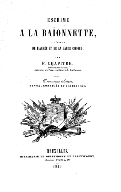Escrime a la baionnette : a l'usage de l'armee et de la garde civique
