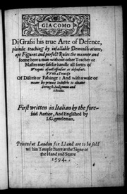 Giacomo di Grassi, His True Arte of Defence