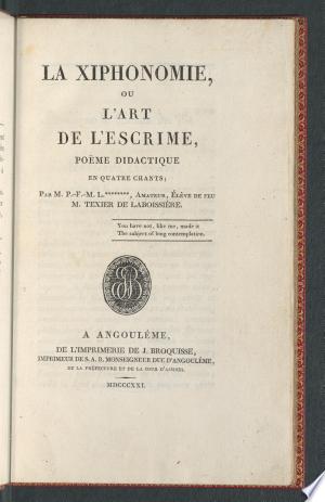 La Xiphonomie, ou l'art de l'escrime