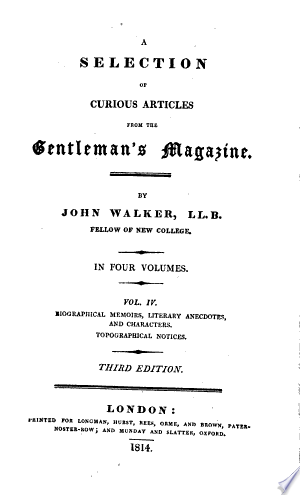 A Selection of Curious Articles from the Gentleman's Magazine