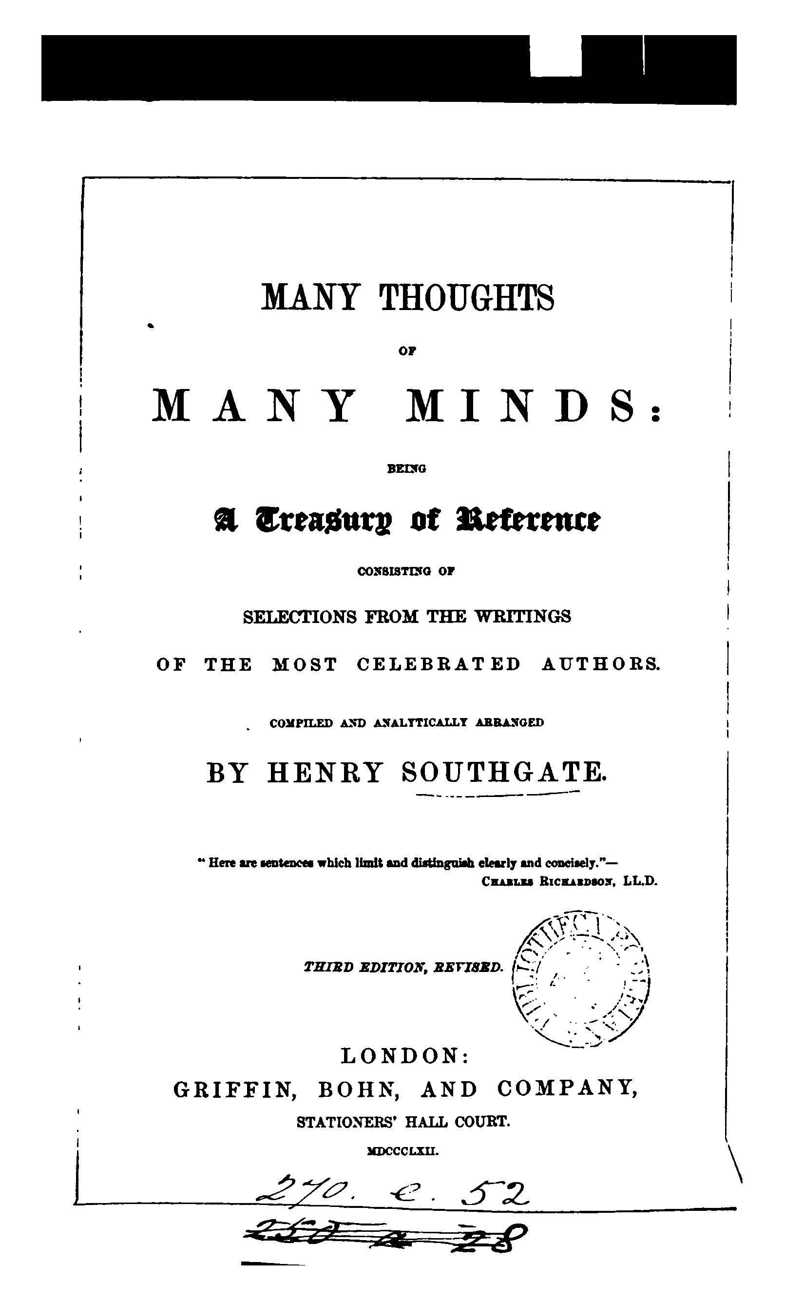 Many Thoughts of Many Minds: Second Series