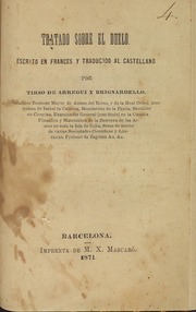 Tratado sobre el duelo, escrito en francés y traducido al castellano