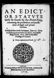 An Edict Concerning the Prohibition and Punishment of Single and Private Combats