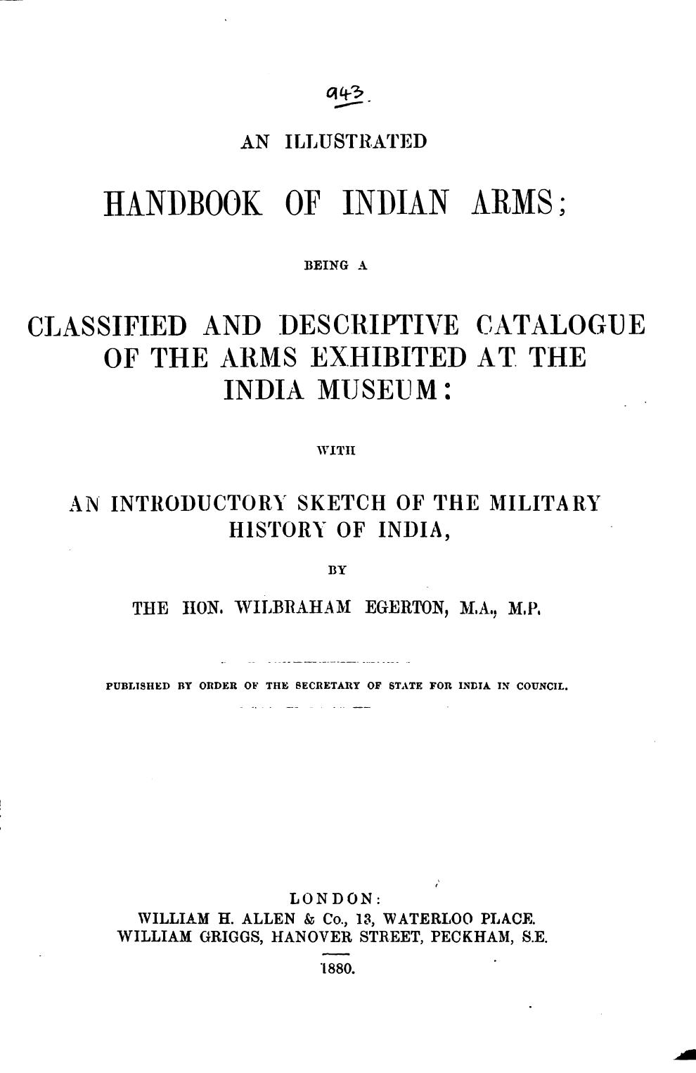 An Illustrated Handbook of Indian Arms