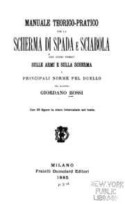 Manuale teorico-pratico per la scherma di spada e sciabola