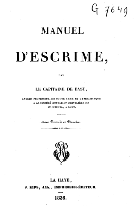 Manuel d’escrime, ou l’art d’apprendre seul cet exercice