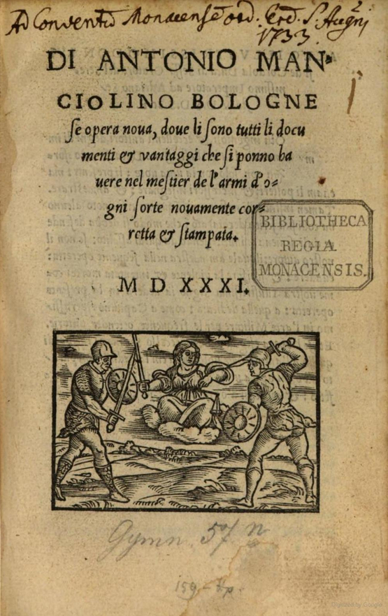 Opera nova — Antonio Manciolino (1531)