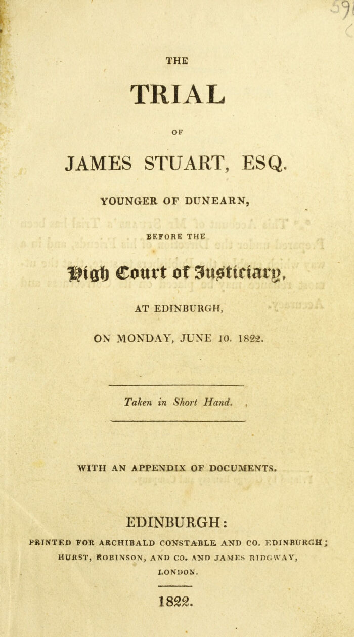 Trial of James Stuart of Dunearn for Murder by Duelling