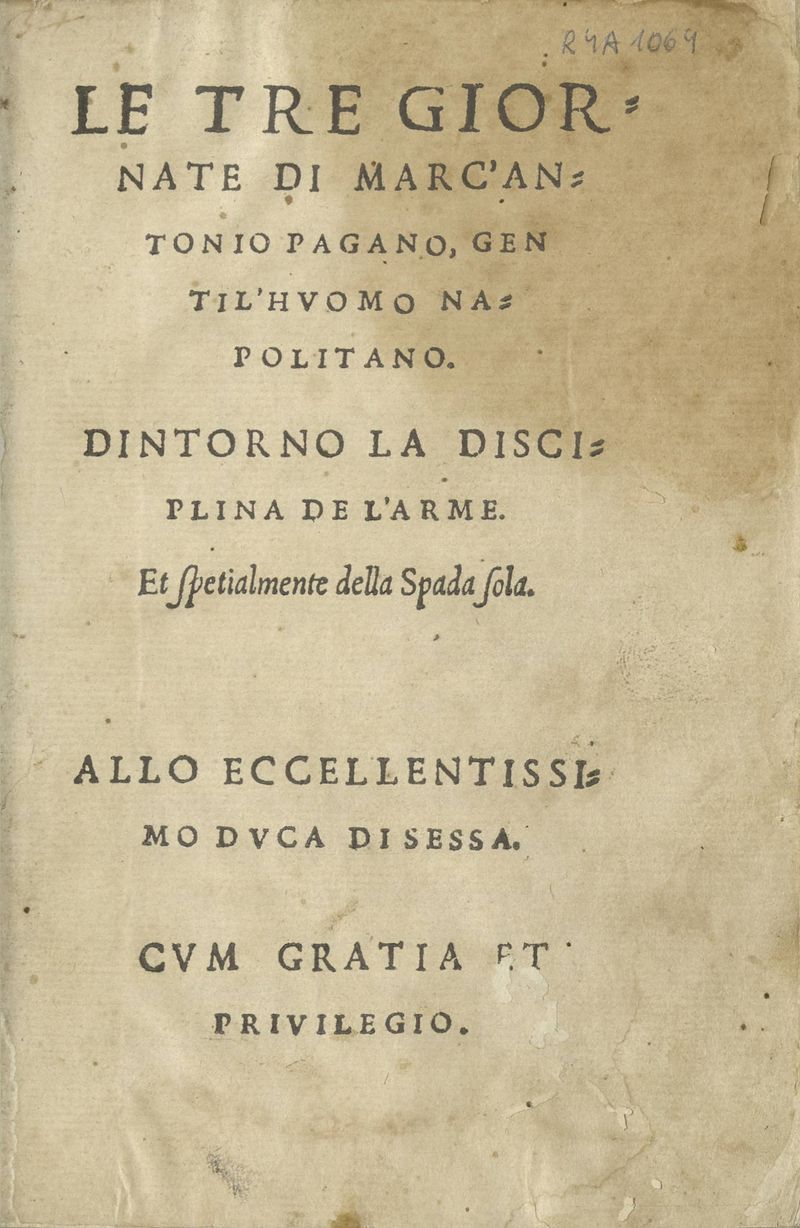 Le tre giornate d'intorno alla disciplina dell'arme, espezialmente della spada